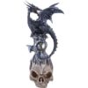 Gray Dragon on Jeweled Skull Statue
