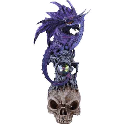 Purple Dragon on Jeweled Skull Statue