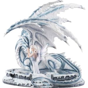 Fantasy Ice Fairy with Dragon Statue