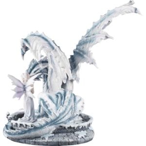 Fantasy Ice Fairy with Dragon Statue