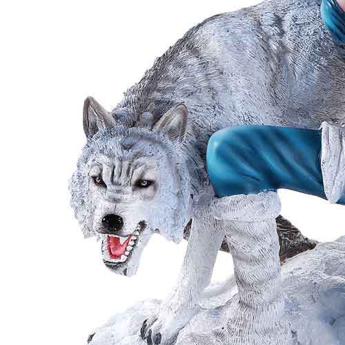 Arctic Fairy Archer with Wolf Statue