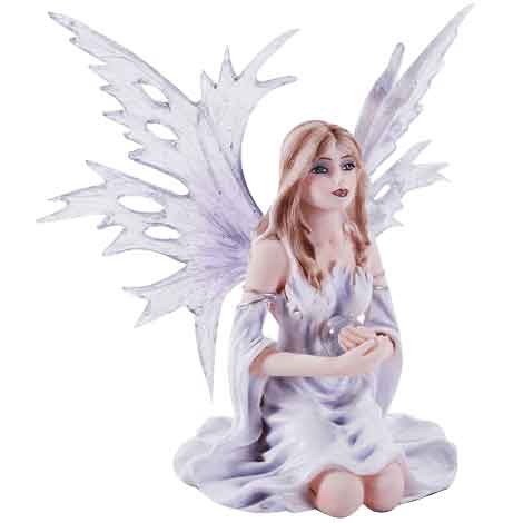 Small Winter Guardian Fairy with Orb Statue