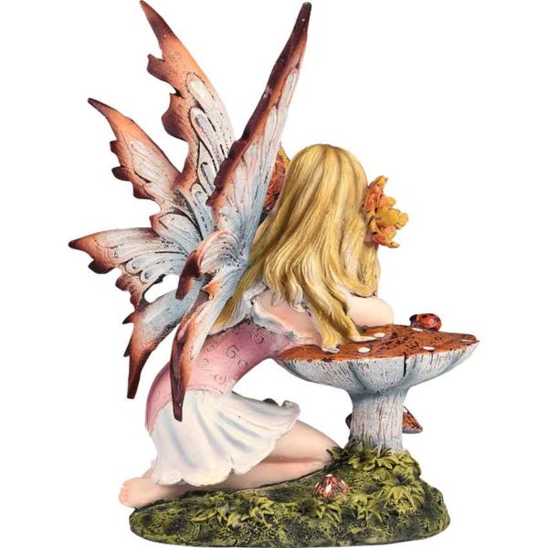 Autumn Leaf Toadstool Fairy Statue