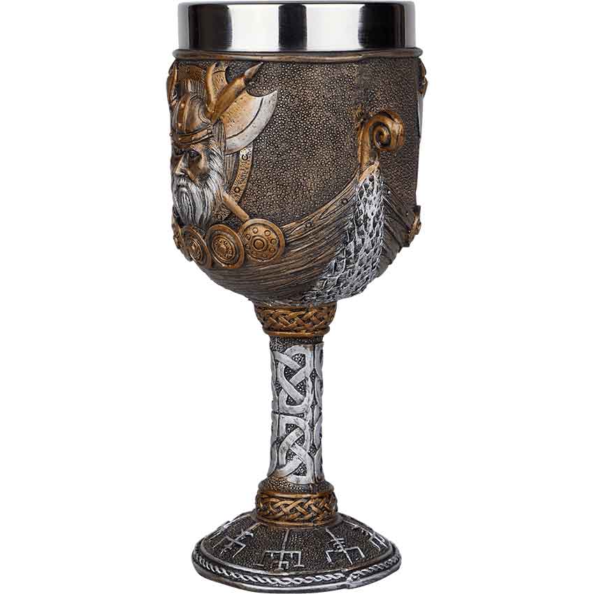 Viking Warrior and Dragon Ship Goblet