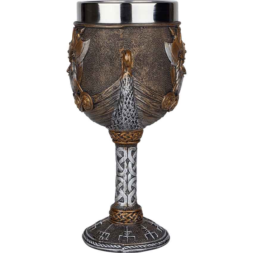 Viking Warrior and Dragon Ship Goblet