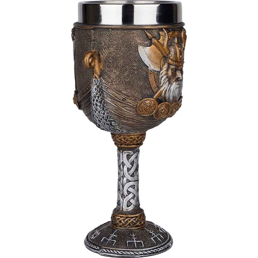 Viking Warrior and Dragon Ship Goblet