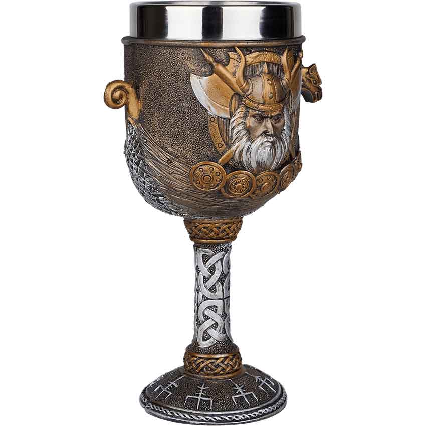 Viking Warrior and Dragon Ship Goblet