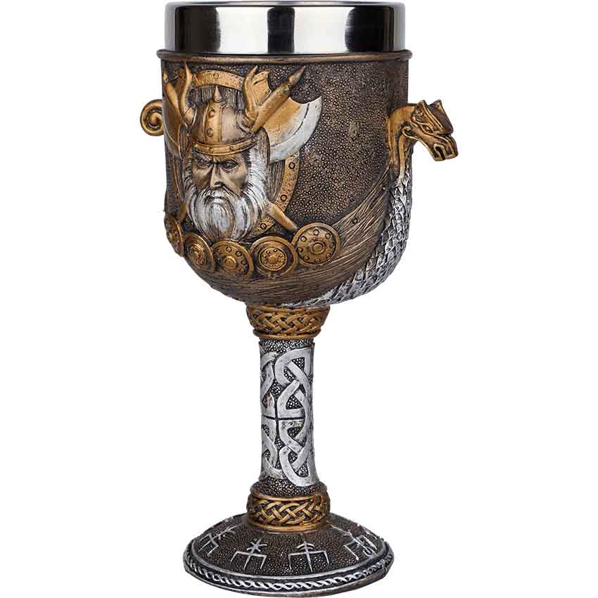 Viking Warrior and Dragon Ship Goblet