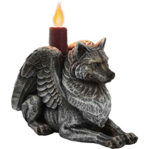Winged Wolf Gargoyle Candleholder