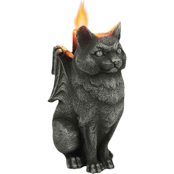 Ferocious Feline Gargoyle Candleholder