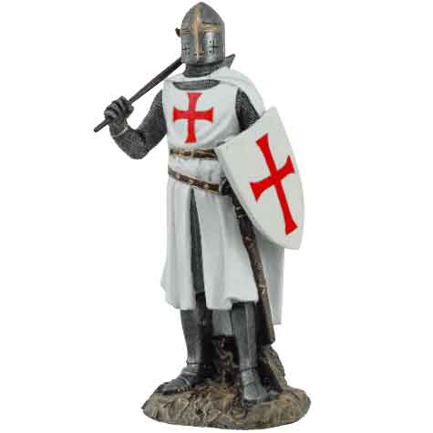 Crusader Knight with Axe and Shield Statue