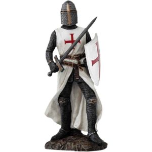 Crusader Knight with Sword and Shield Statue