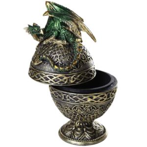Green Dragon Ornate Egg Trinket Box