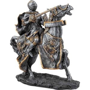 Dark Stone Jousting Knight Statue