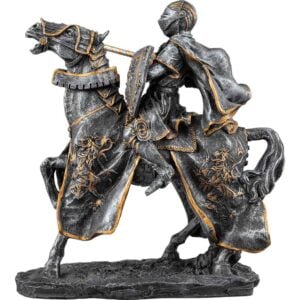 Dark Stone Jousting Knight Statue