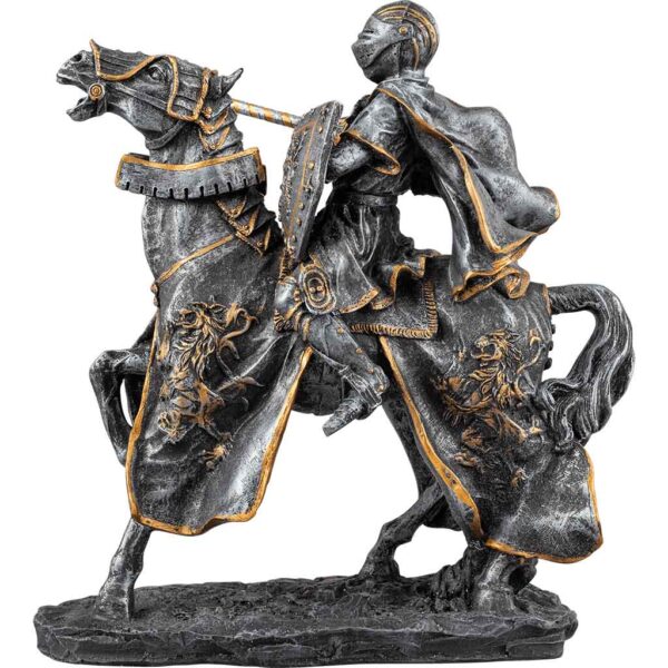 Dark Stone Jousting Knight Statue