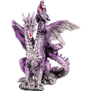 Double Headed Purple and Silver Dragon Statue