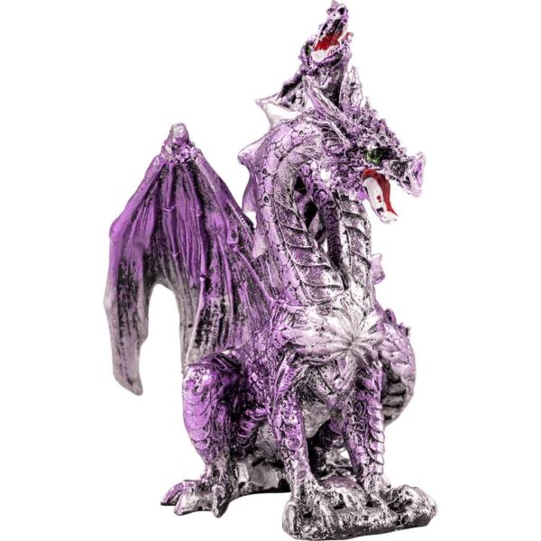 Double Headed Purple and Silver Dragon Statue