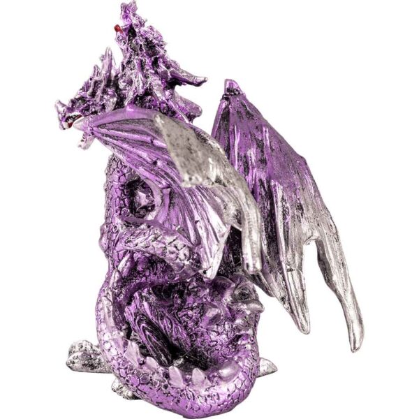 Double Headed Purple and Silver Dragon Statue
