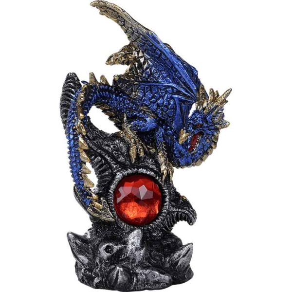 Young Blue Dragon Gem Protector Statue