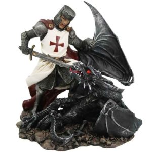 Crusader Slaying Dragon Statue