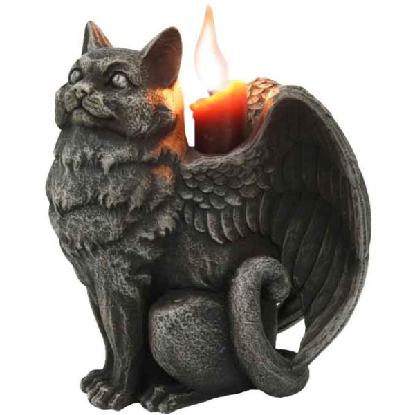Left-Facing Angel Cat Candle Holder