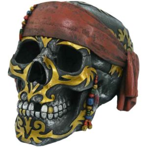 Gold Tattoo Pirate Skull Statue