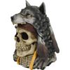 Grey Wolf Pelt Skull Statue