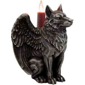Sitting Wolf Gargoyle Candle Holder