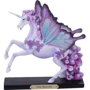 Lilac Butterfly Unicorn Statue