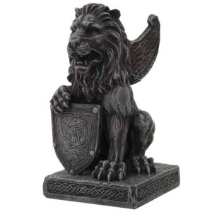 Lion Gargoyle With Shield Statue