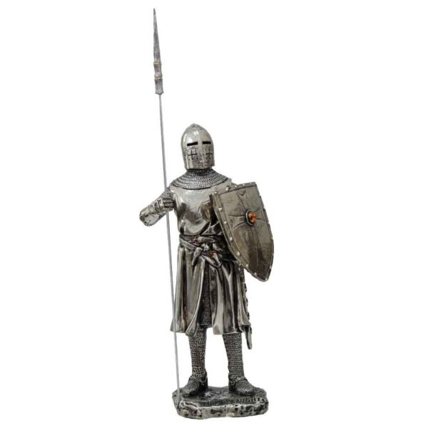 Armoured Crusader Knight With Spear Statue