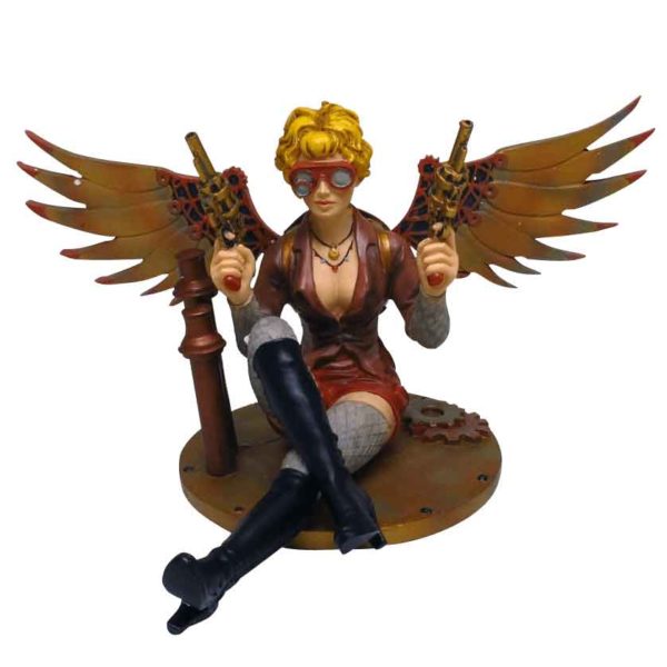 Seated Steampunk Lady Statue