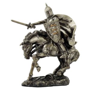 Charging Mounted Medieval Knight Statue