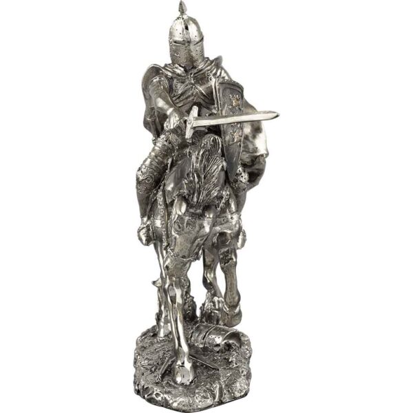 Charging Mounted Medieval Knight Statue