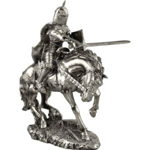 Charging Mounted Medieval Knight Statue
