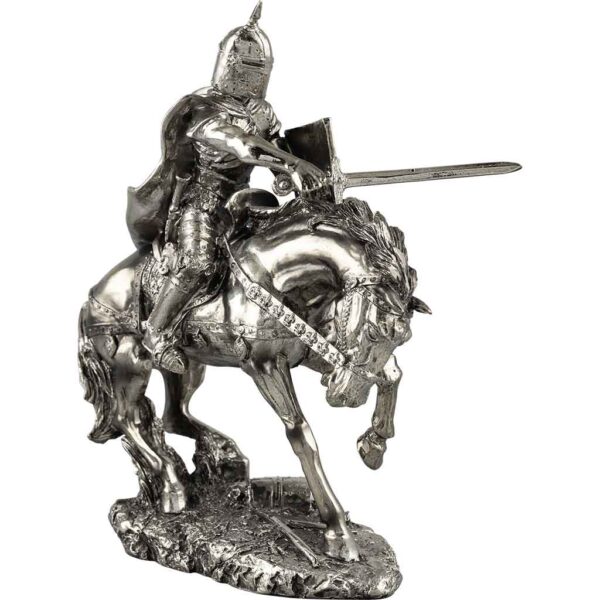 Charging Mounted Medieval Knight Statue
