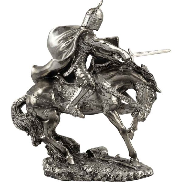 Charging Mounted Medieval Knight Statue