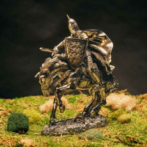 Charging Mounted Medieval Knight Statue