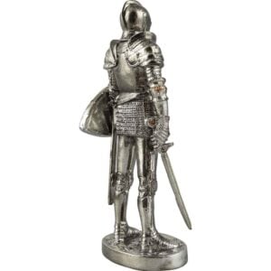 Medieval Knight with Sword and Shield Statue