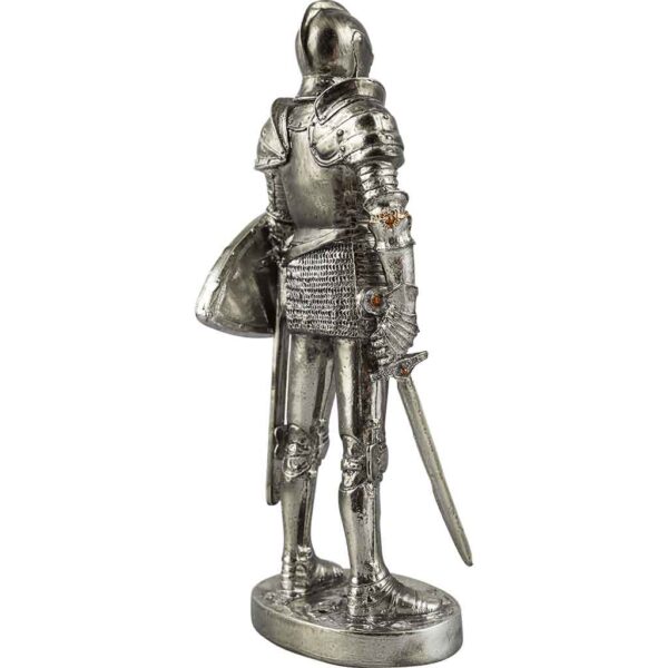 Medieval Knight with Sword and Shield Statue