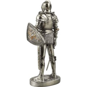 Medieval Knight with Sword and Shield Statue