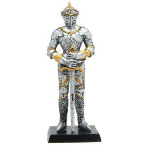 Medieval Knight Standing with Sword Statue