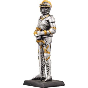 Medieval Knight Standing with Sword Statue
