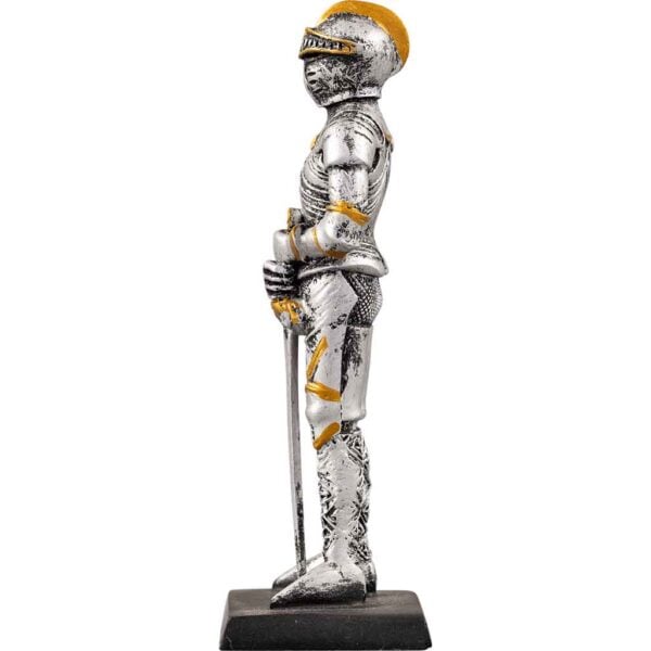 Medieval Knight Standing with Sword Statue