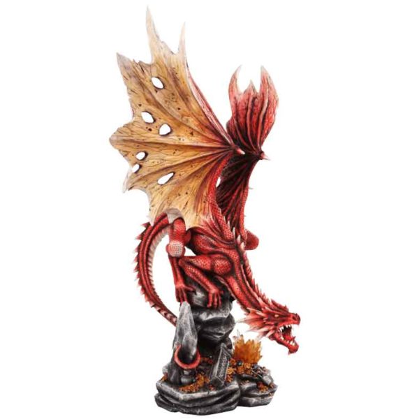 Roaring Red Dragon with Treasure Statue