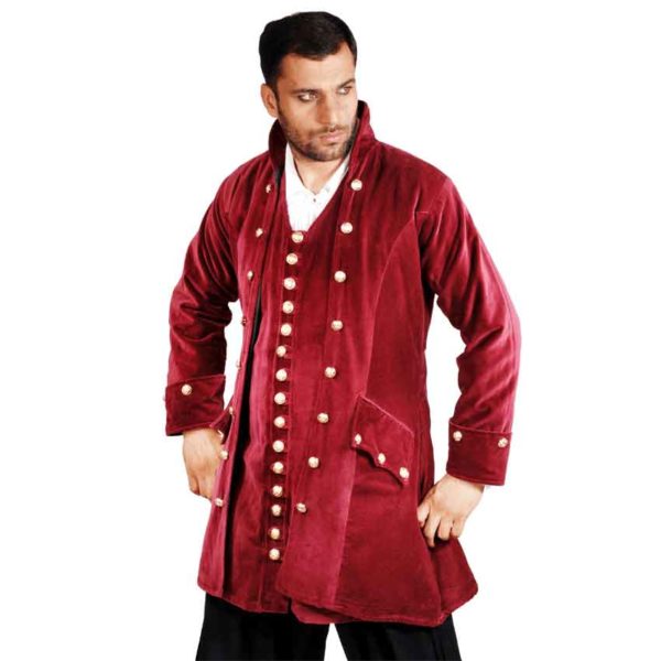 Plus Size Pirates Captain England Red Velvet Coat