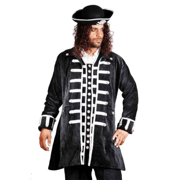 Pirates Captain La Sage Elegant Black Velvet Coat