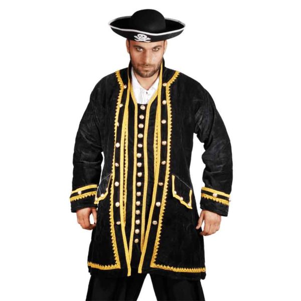 Plus Size Decorated Pirates Captain Peter Long Velvet Coat