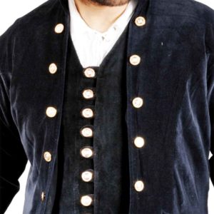 Plus Size Pirates Captain De Lisle Black Velvet Coat